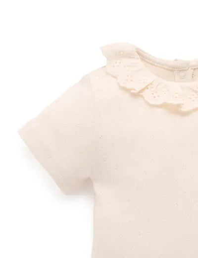 Purebaby Girls Dress Pointelle Ruffle Bodysuit