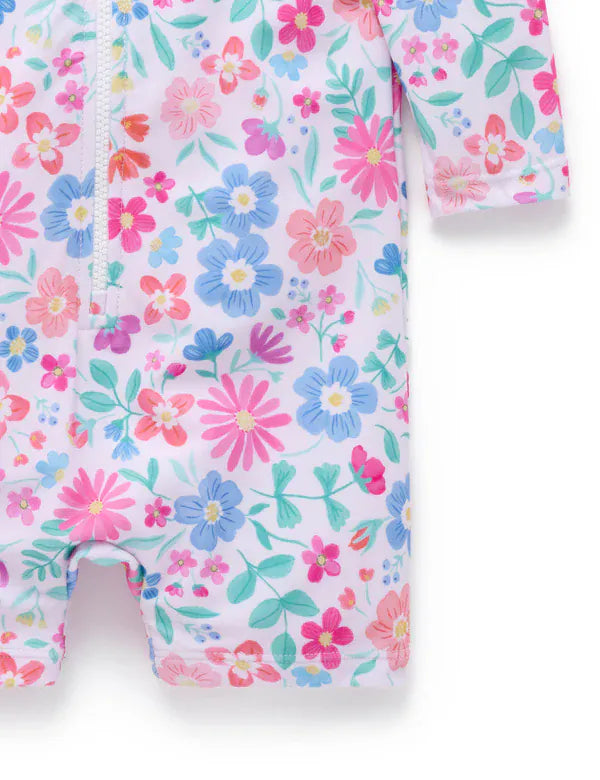 Purebaby Girls Swimwear Wildflower Long Sleeve Rashie Sunsuit