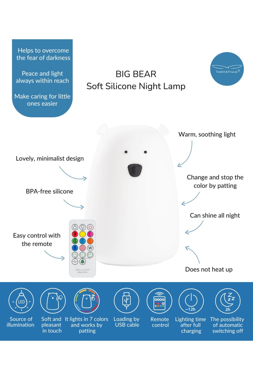 Rabbit & Friends Baby Accessory Big Bear Silicone Night Light