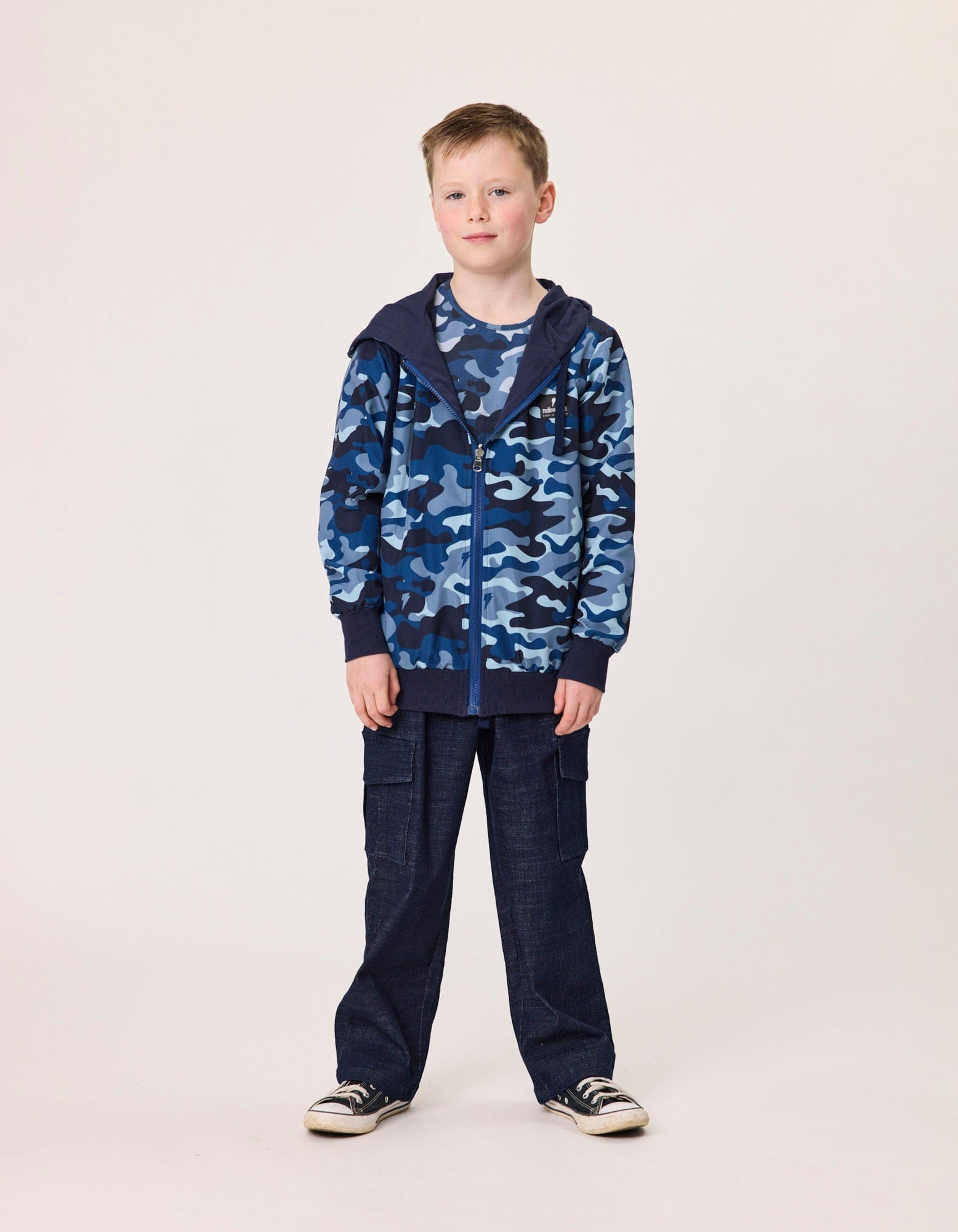 Radicool Dude Boys Jumper Blue Camo Reversible Jacket
