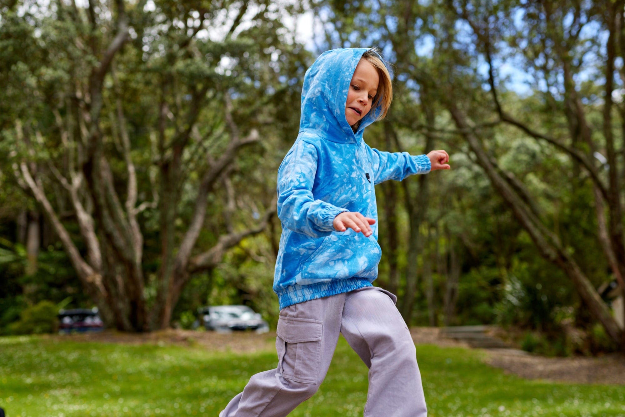 Radicool Dude Boys Jumper Blue Tie Dye Pocket Hood