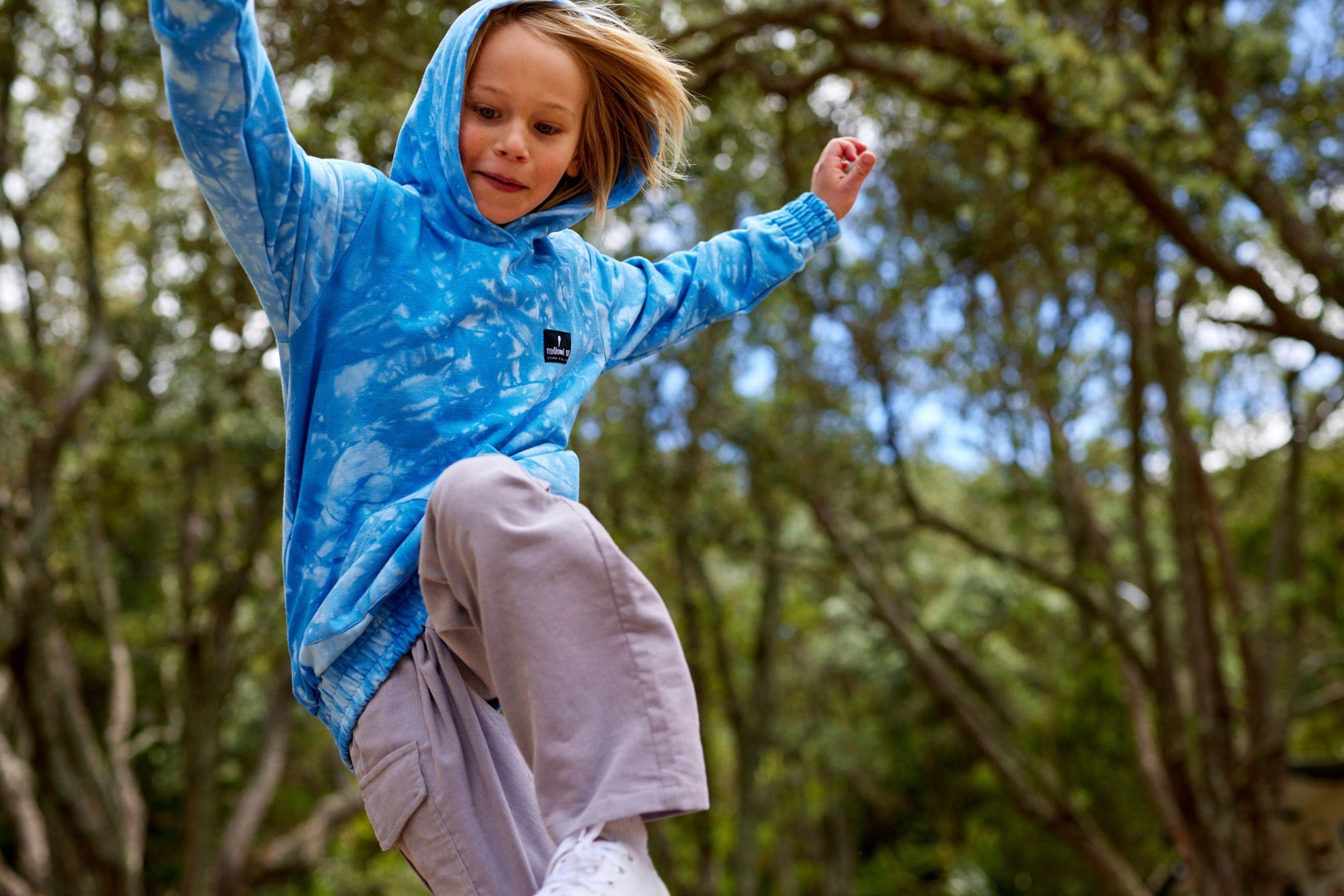 Radicool Dude Boys Jumper Blue Tie Dye Pocket Hood