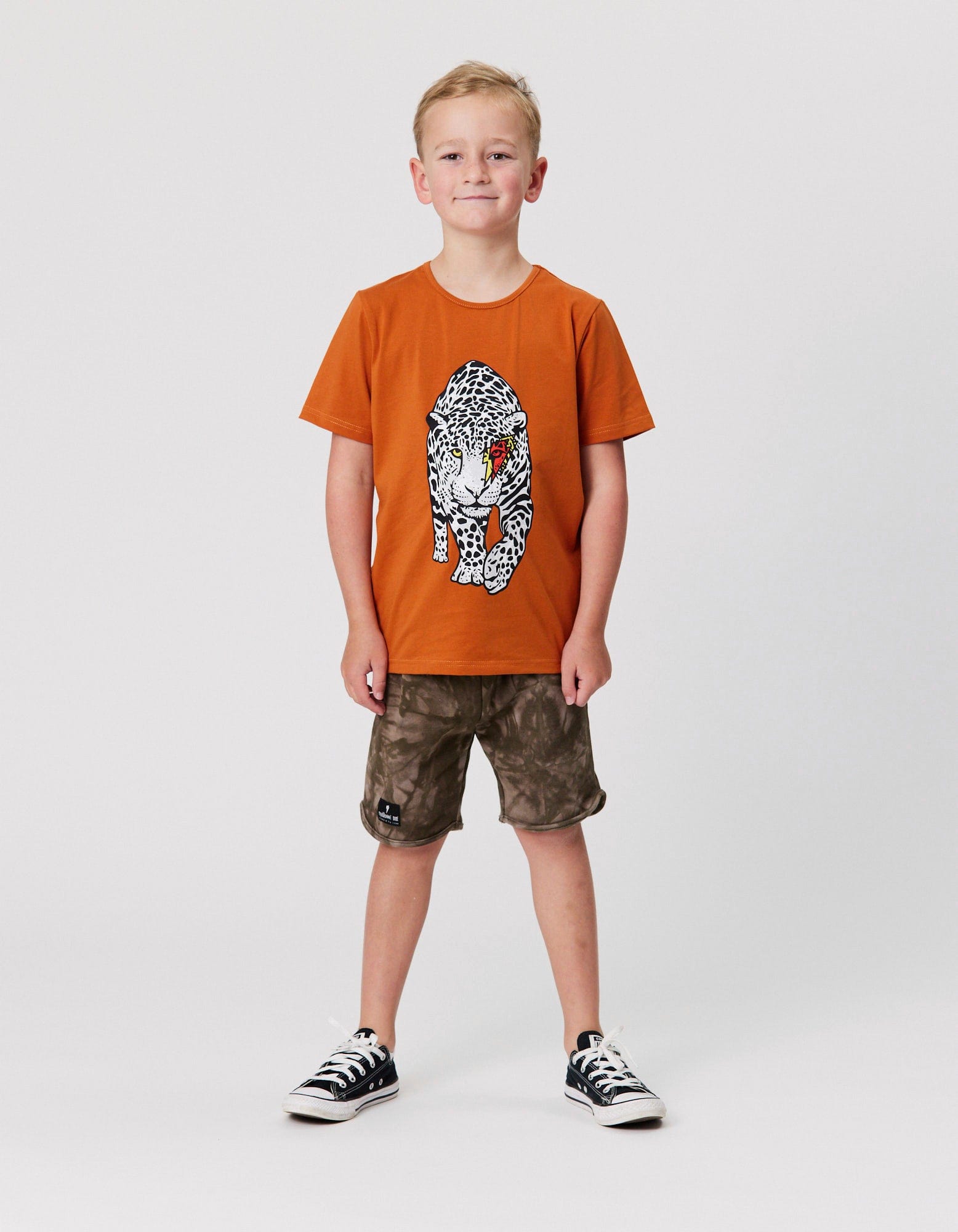 Radicool Dude Boys Tops Bolt Leopard Tee in Rust