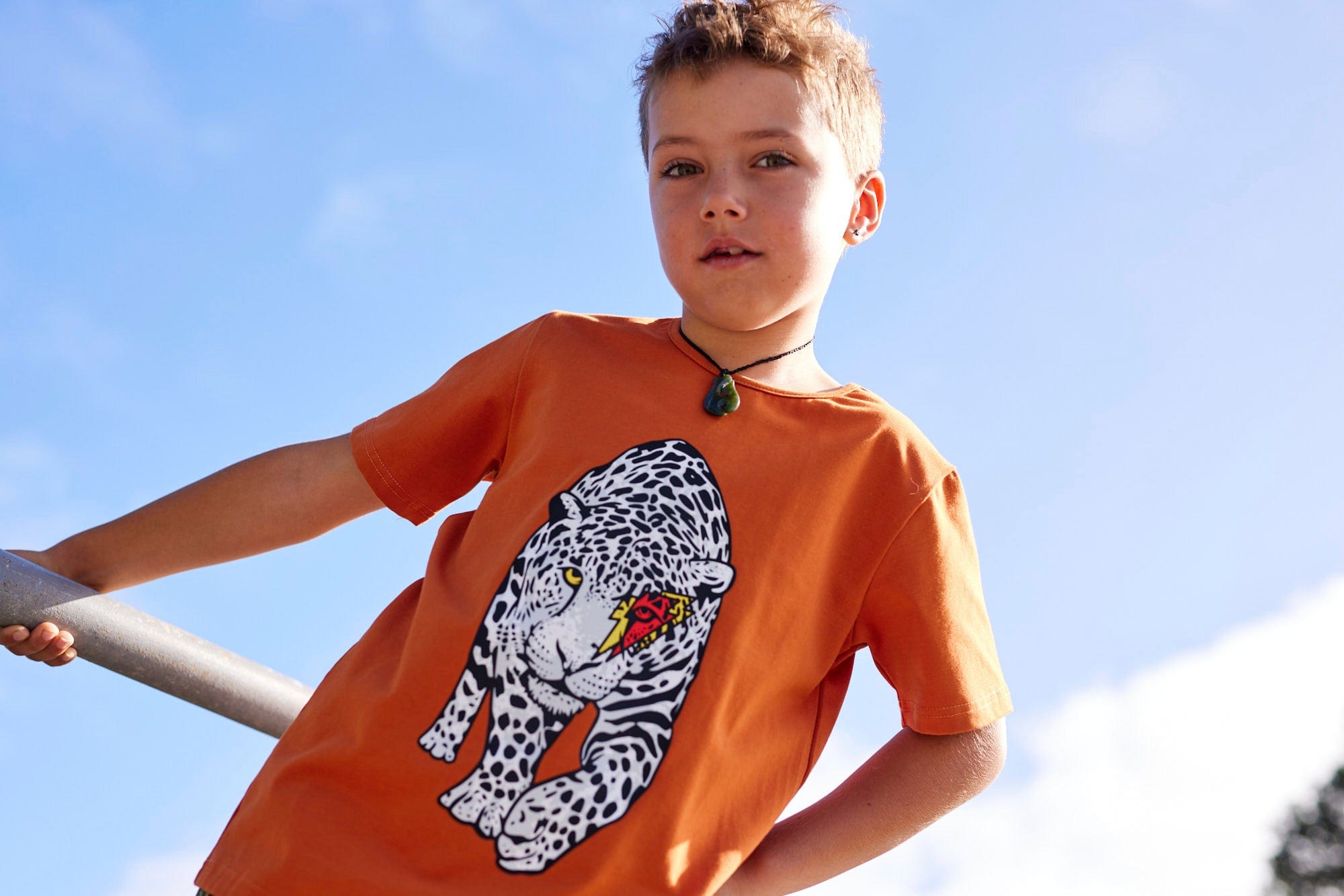 Radicool Dude Boys Tops Bolt Leopard Tee in Rust