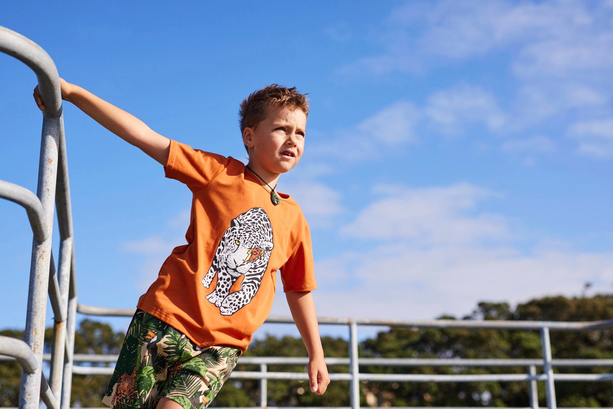 Radicool Dude Boys Tops Bolt Leopard Tee in Rust