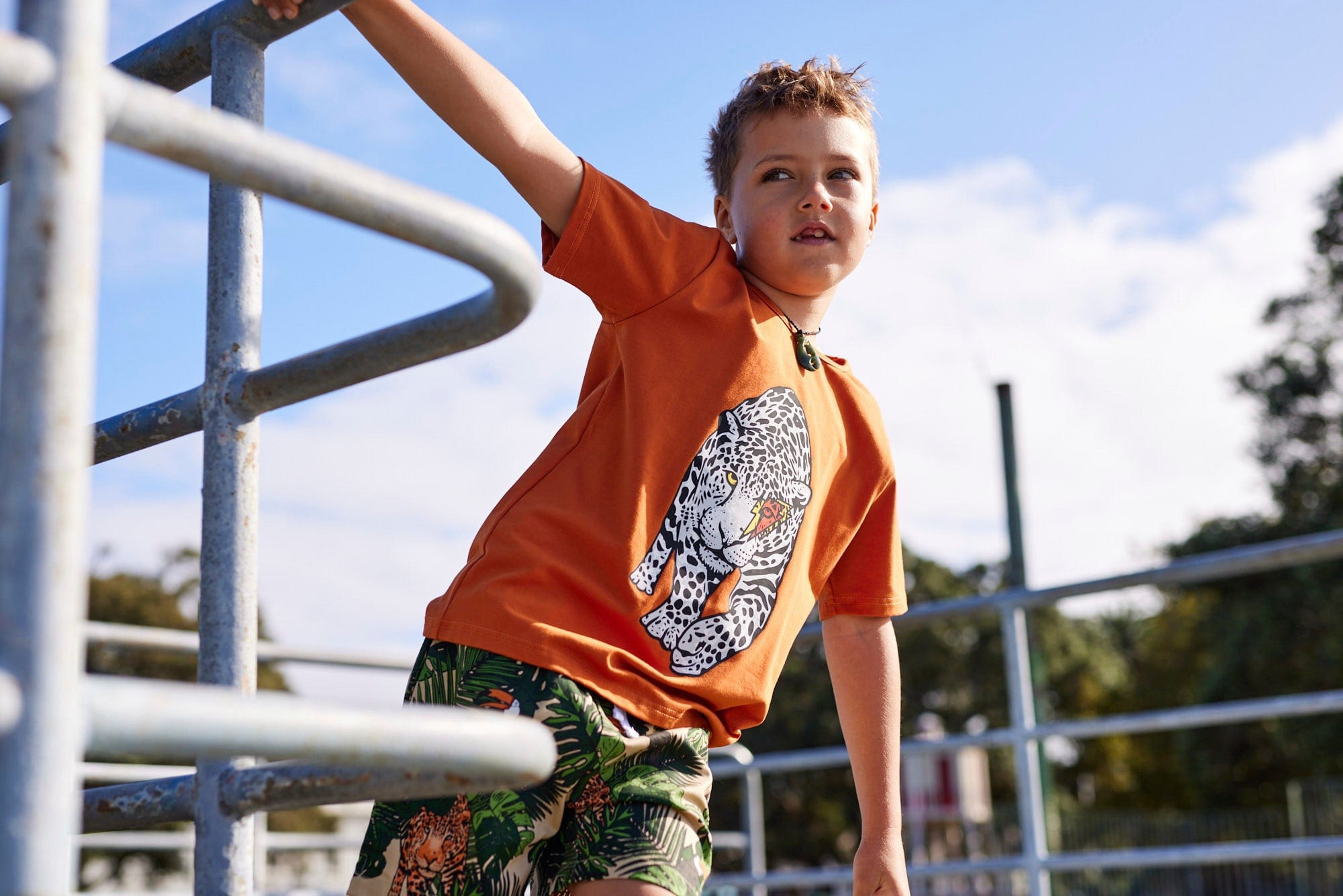 Radicool Dude Boys Tops Bolt Leopard Tee in Rust