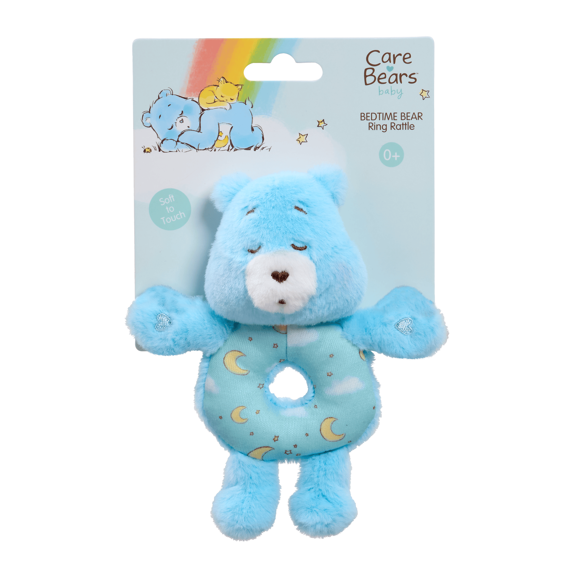 Rainbow Designs Toys Care Bears Baby Ring Rattle - Bedtime Bear