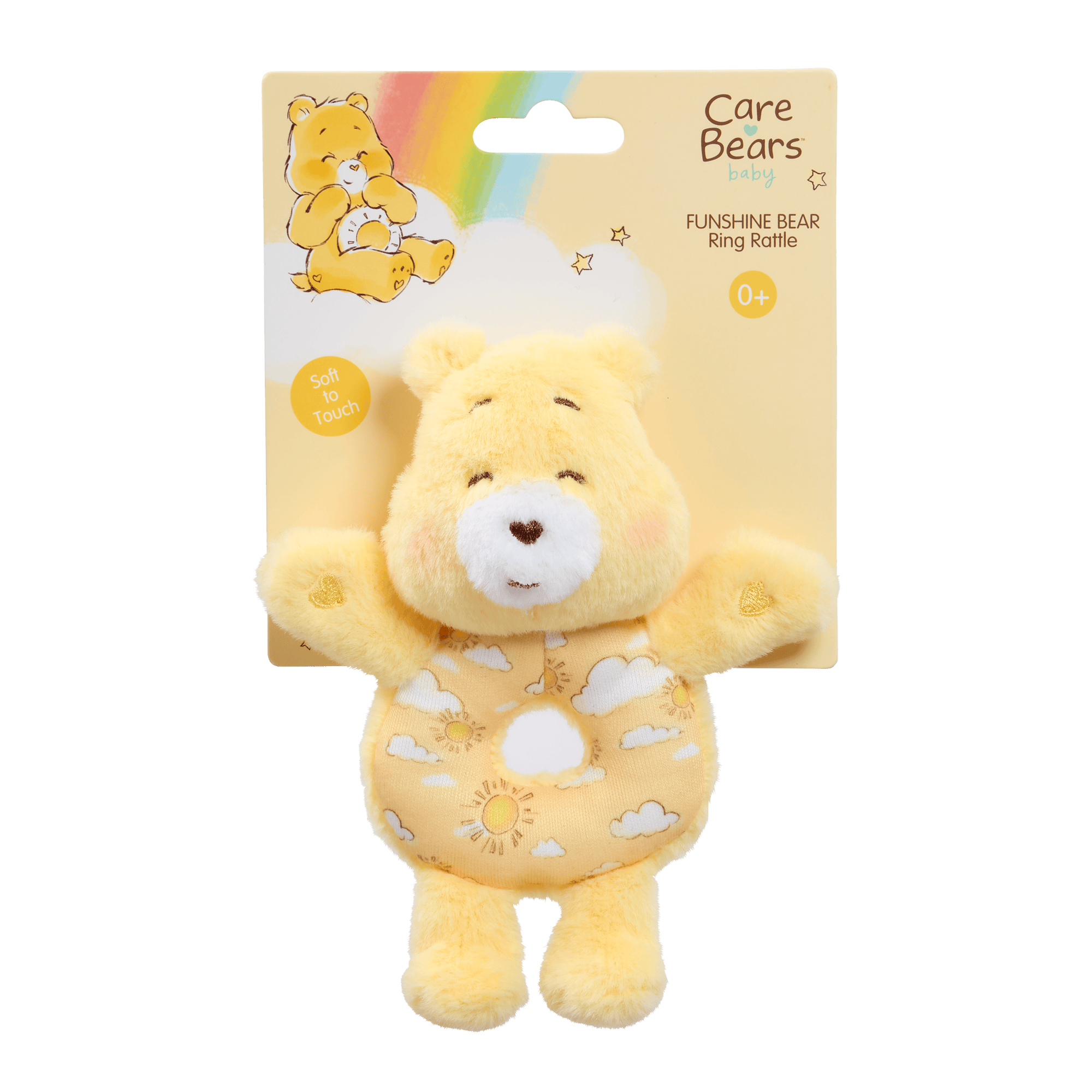 Rainbow Designs Toys Care Bears Baby Ring Rattle - Funshine Bear