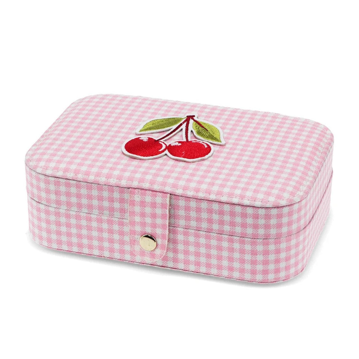 Rex London Girls Accessory Jewellery Box - Pink Gingham Cherry