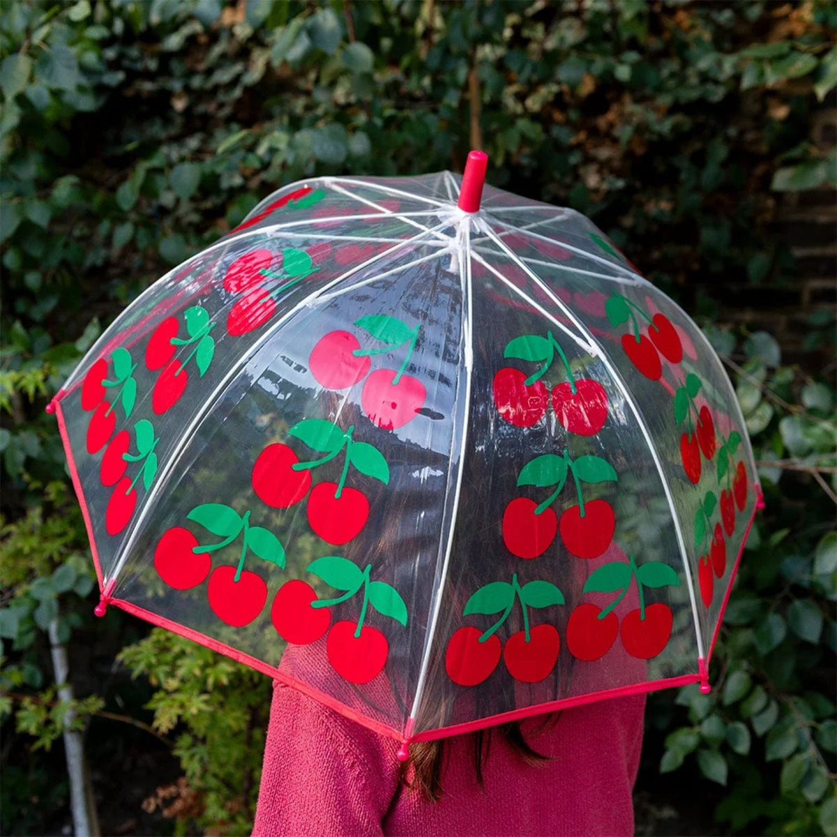 Rex London Girls Accessory Transparent Umbrella - Cherry