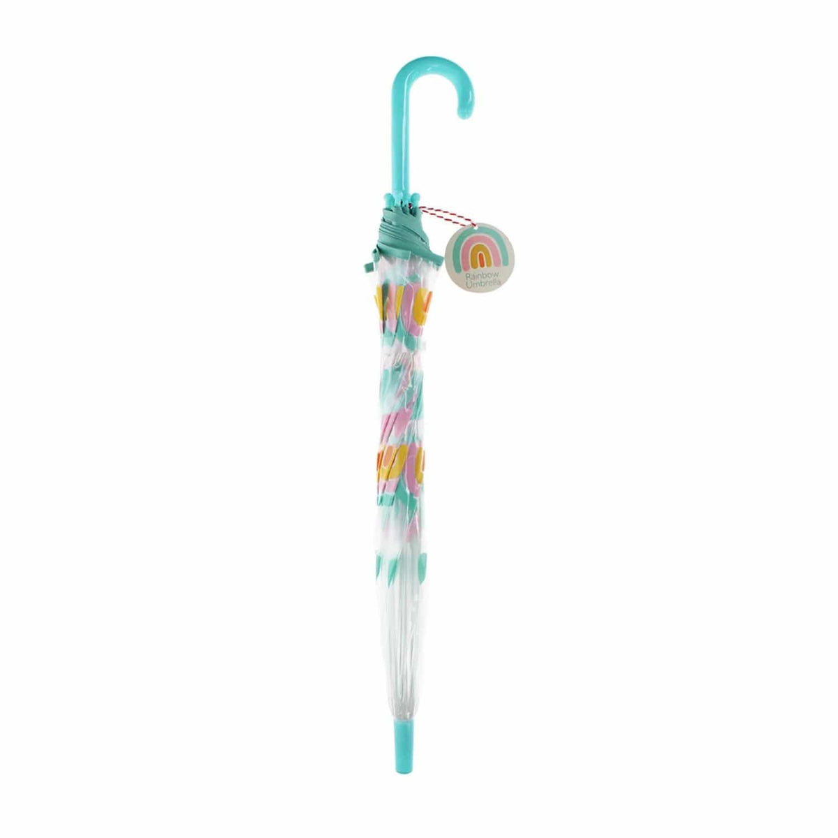 Rex London girls' transparent rainbow umbrella with colorful rainbow printաժողով