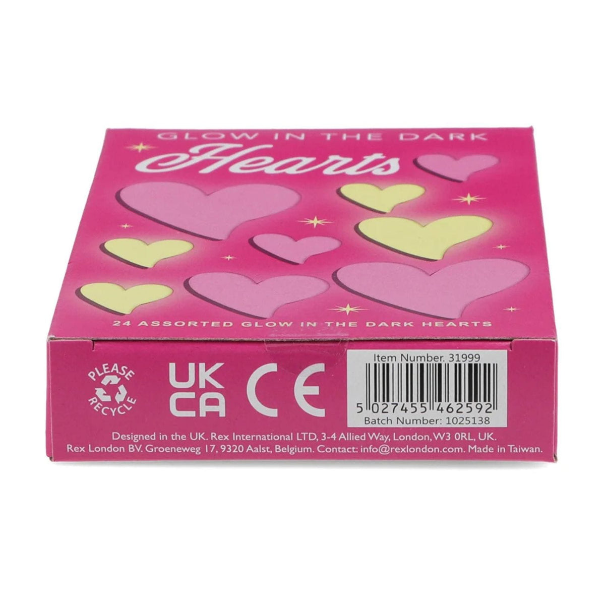 Rex London Room Decor Glow in the Dark Stick-On Shapes - Hearts