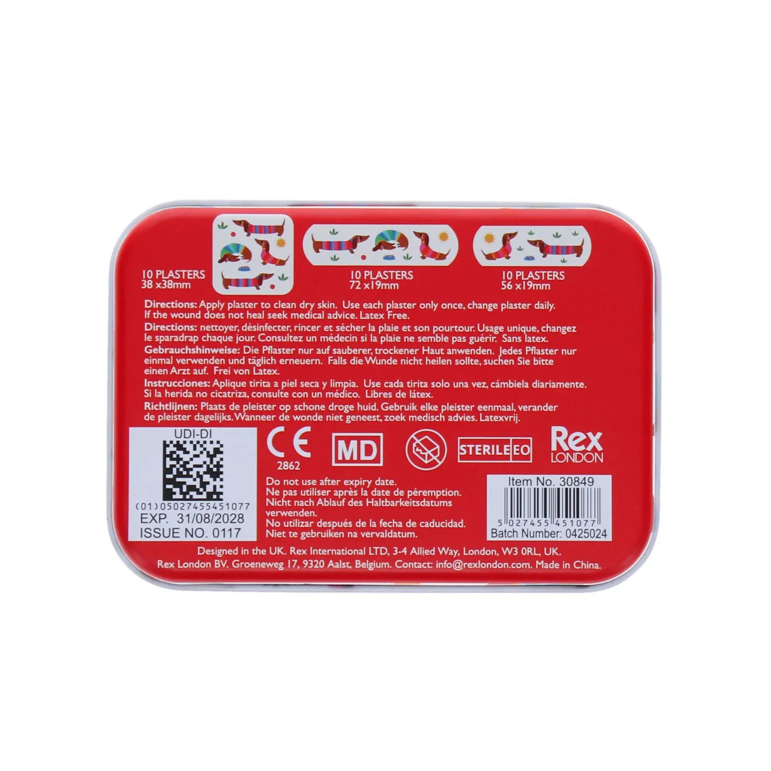 Rex London skincare Sausage Dog Plasters In A Tin