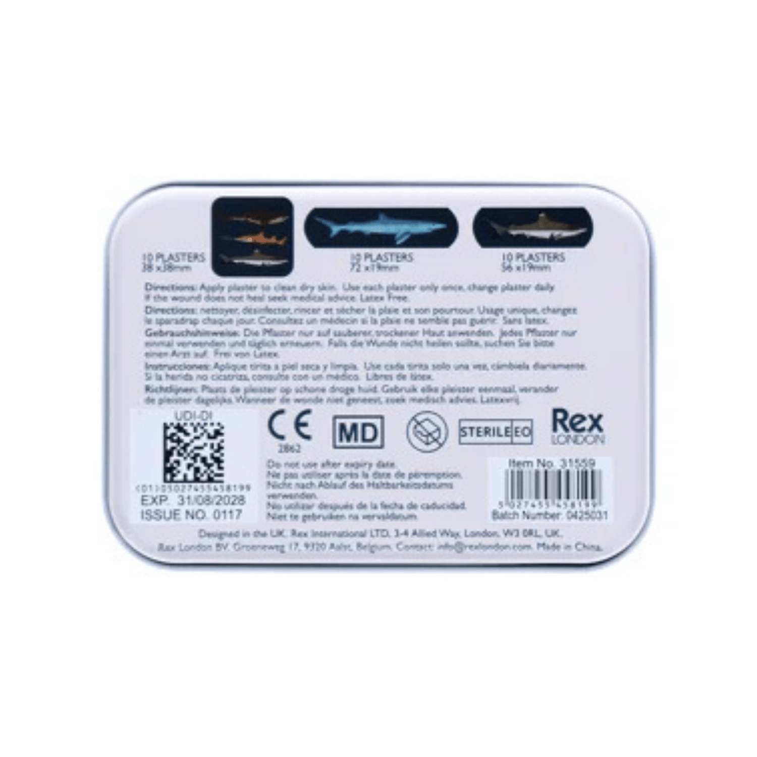 Rex London skincare Sharks Plasters in a Tin