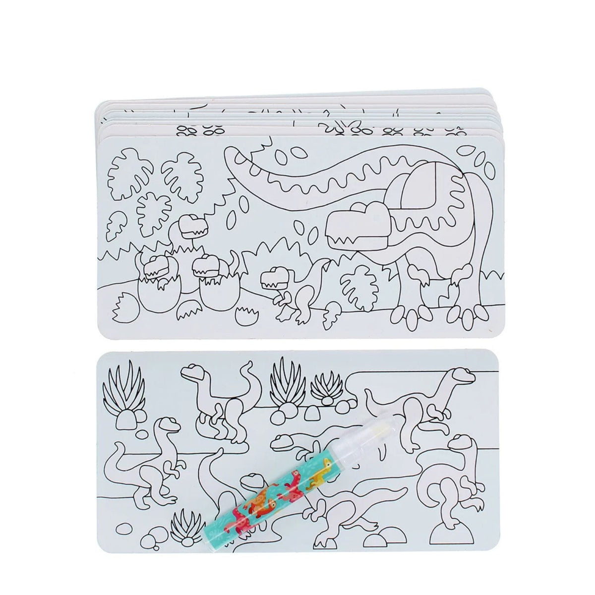 Rex London Magic Water Colouring Cards featuring baby dinos, reusable dinosaur-themed colouring toy set