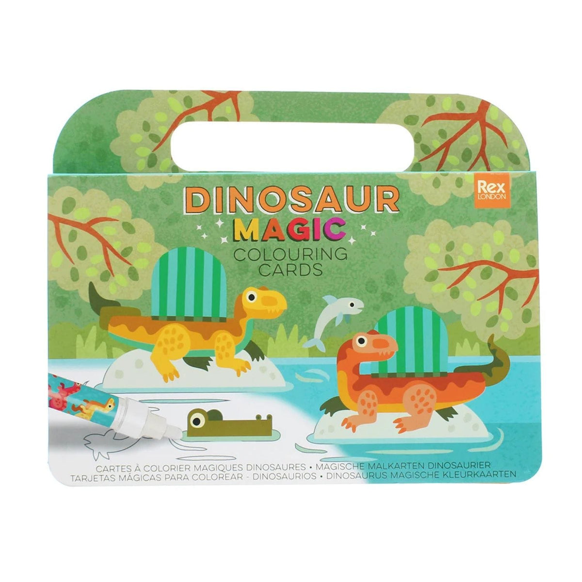 Rex London Magic Water Colouring Cards Baby Dinos set with dinosaur illustrations for water painting play