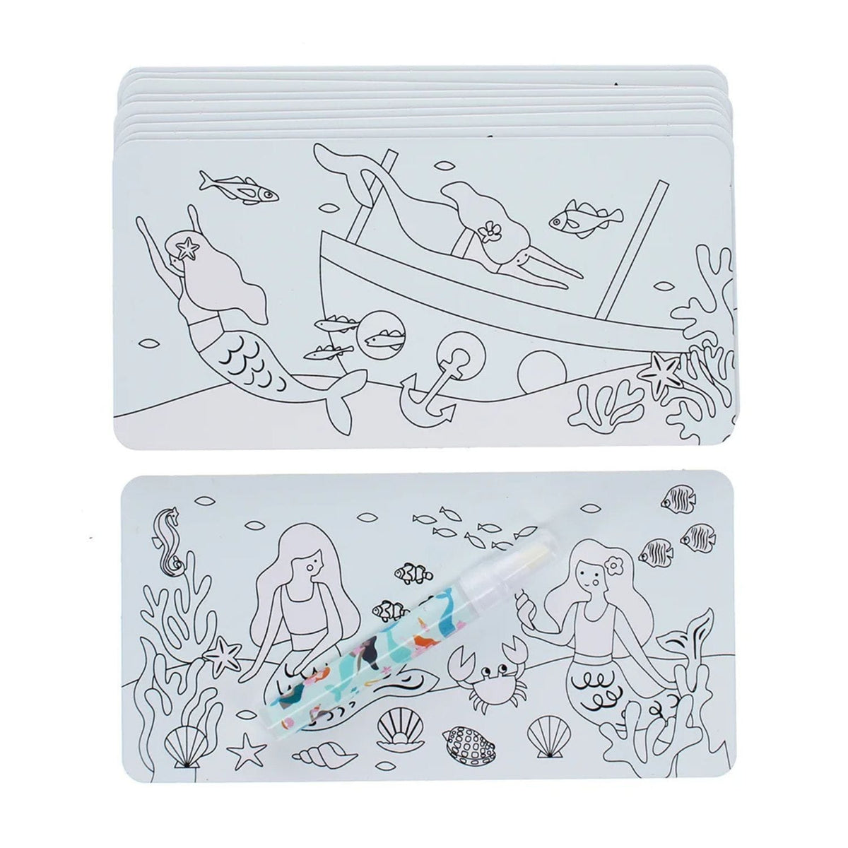 Rex London Magic Water Colouring Cards featuring colourful mermaid designs