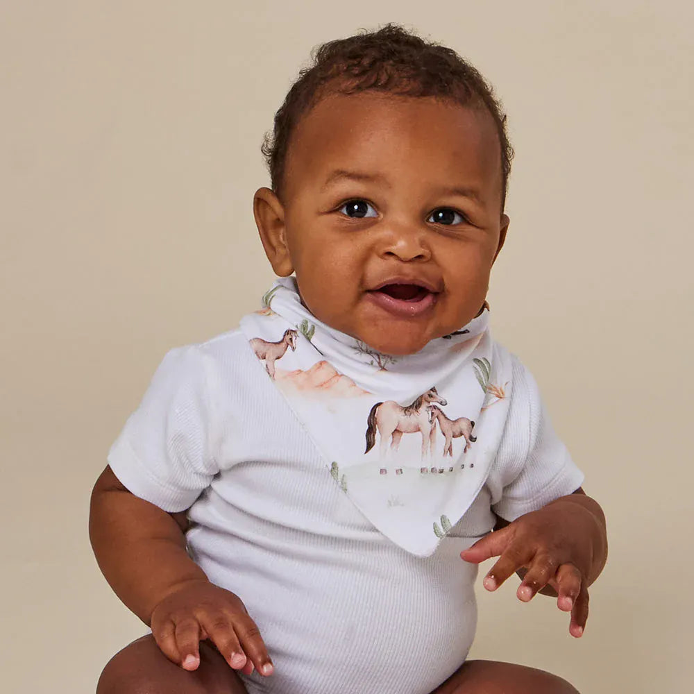 Snuggle Hunny Kids Accessory Bib Wild Horses Organic Dribble Bib
