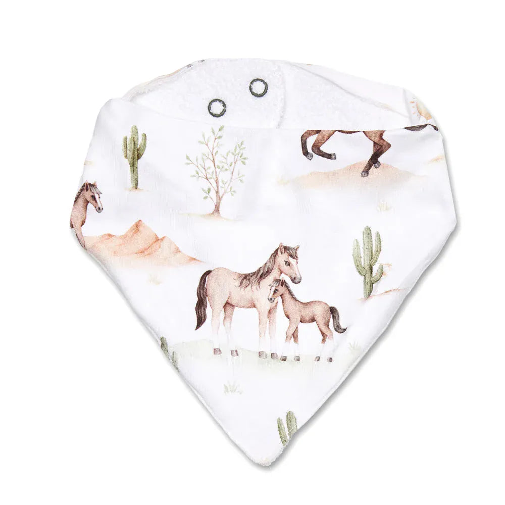 Snuggle Hunny Kids Accessory Bib Wild Horses Organic Dribble Bib