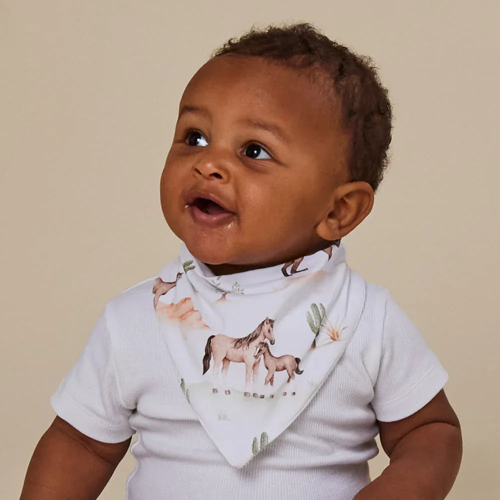 Snuggle Hunny Kids Accessory Bib Wild Horses Organic Dribble Bib