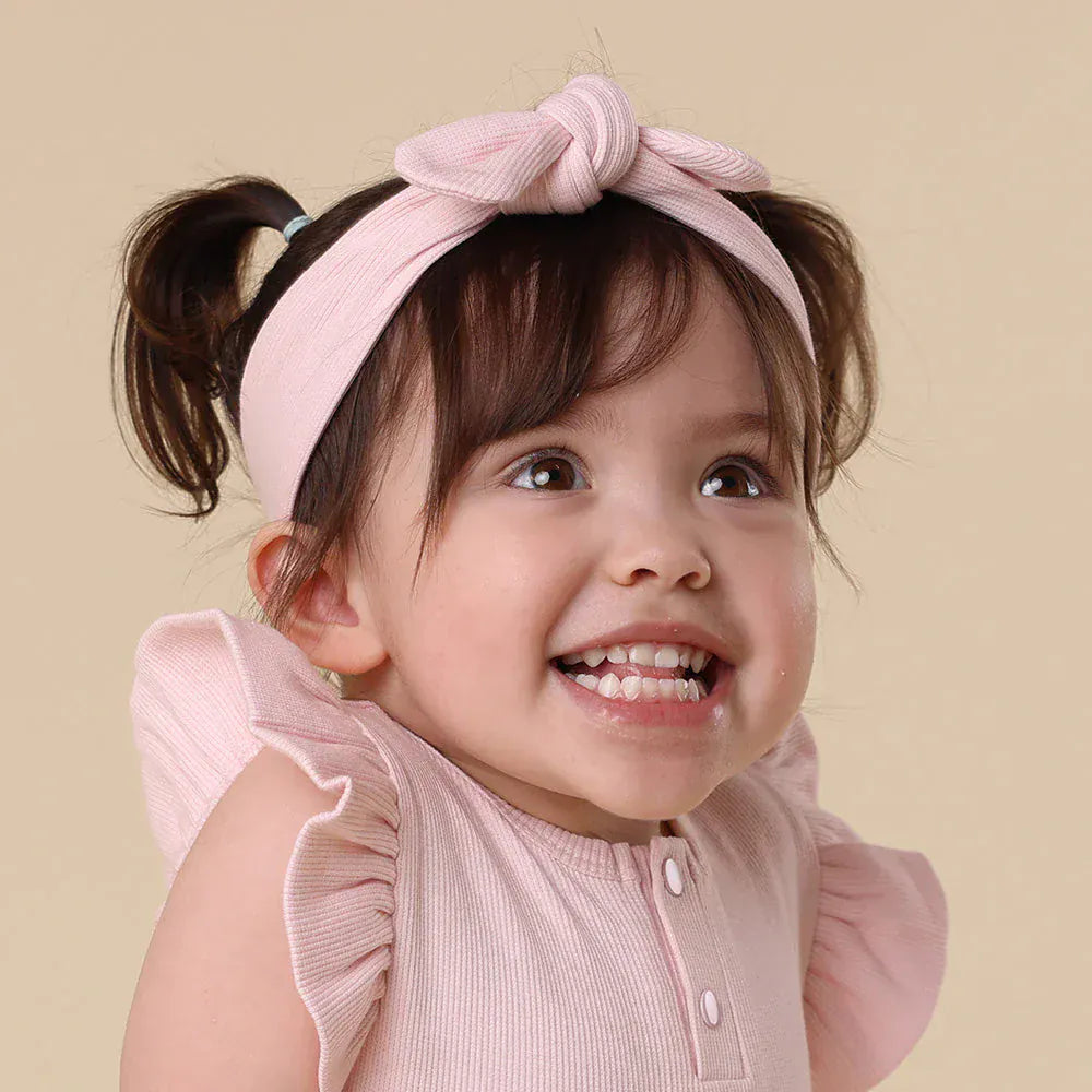 Snuggle Hunny Kids Accessory Hair Baby Pink Ribbed Organic Topknot