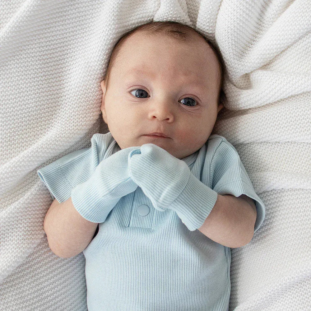 Snuggle Hunny Kids Baby Accessory Baby Blue Organic Cotton Rib Mitten