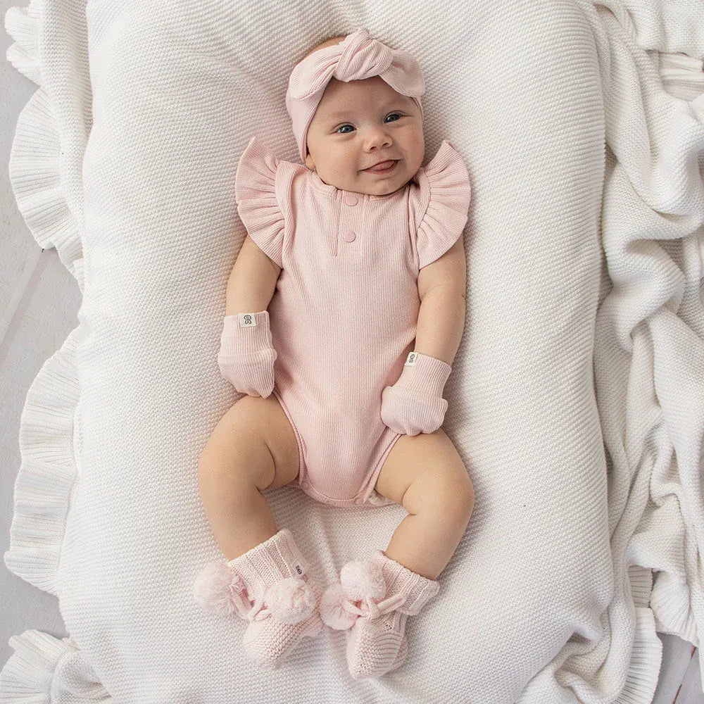 Snuggle Hunny Kids Baby Accessory Baby Pink Organic Cotton Rib Mittens