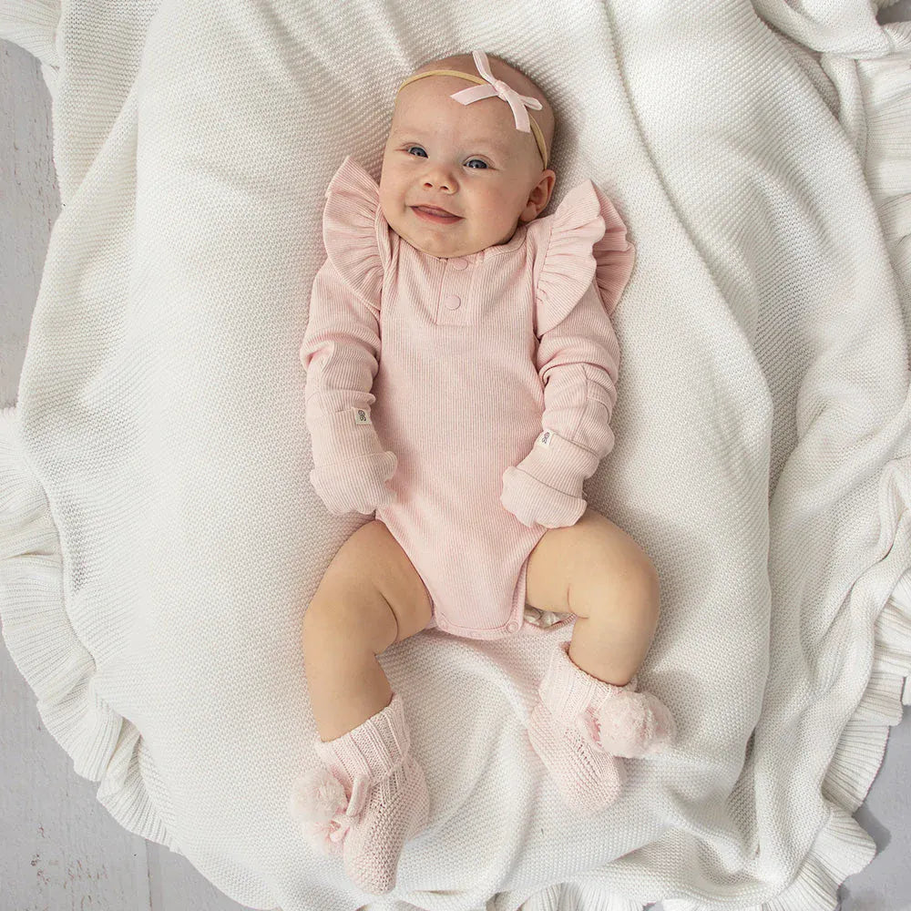 Snuggle Hunny Kids Baby Accessory Baby Pink Organic Cotton Rib Mittens