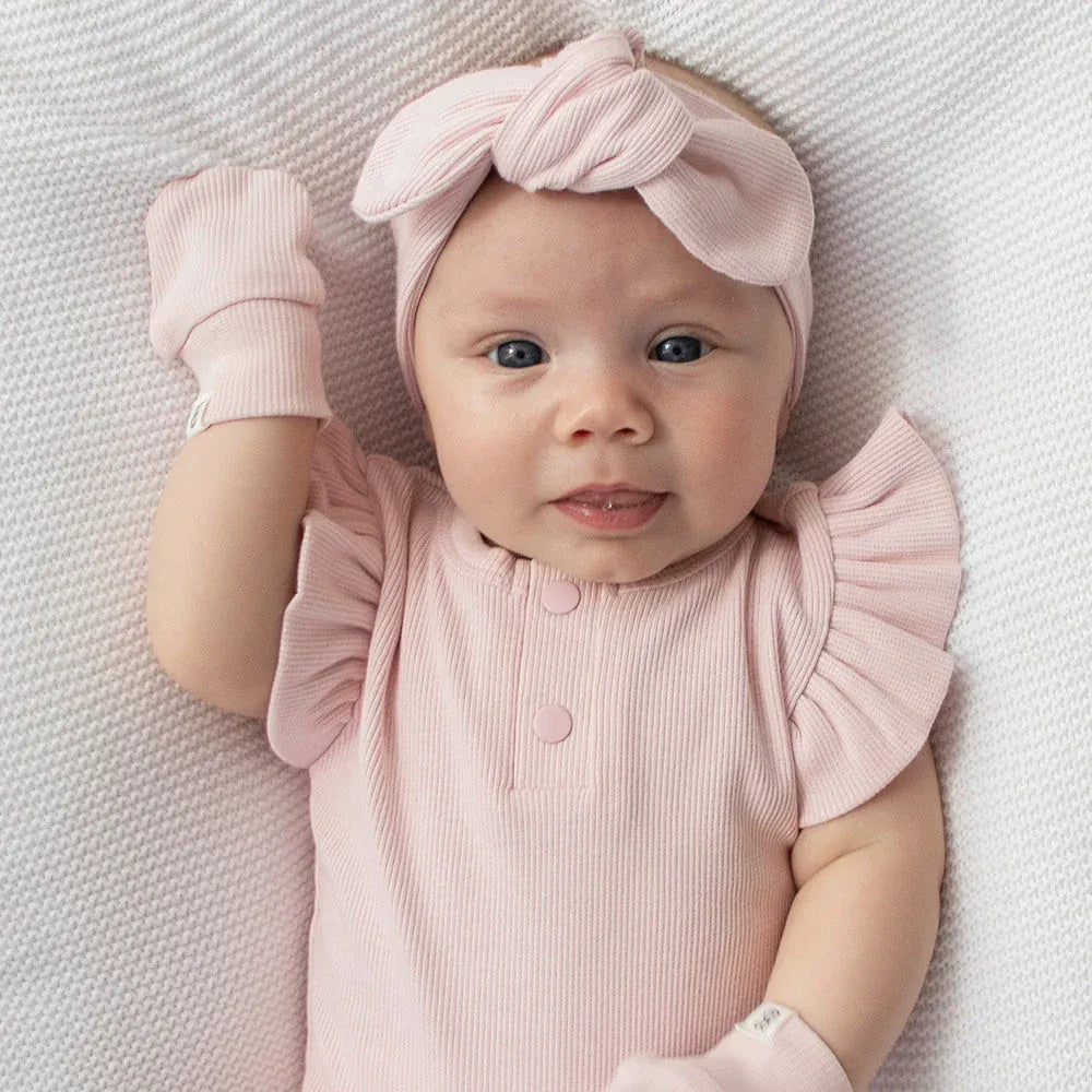 Snuggle Hunny Kids Baby Accessory Baby Pink Organic Cotton Rib Mittens