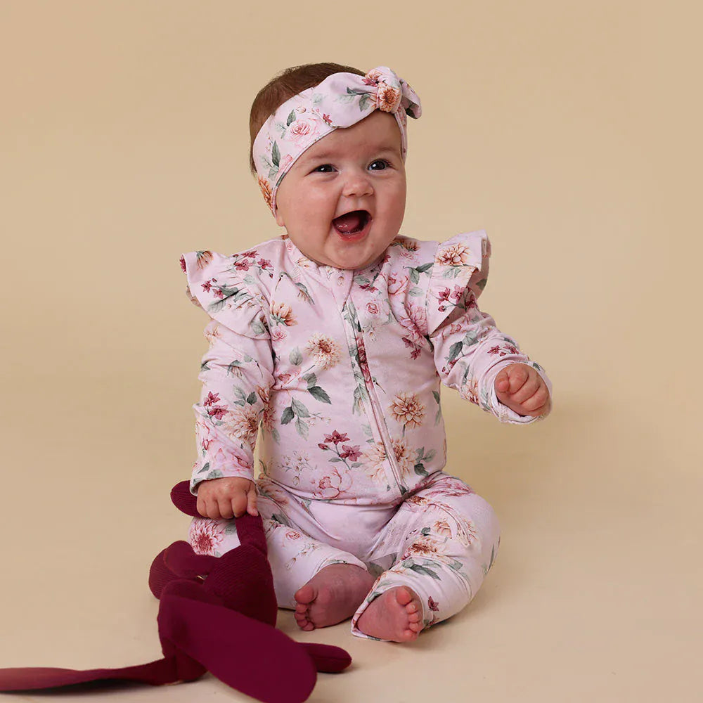 Snuggle Hunny Kids Birds & Blooms Organic Snugglesuit Convertible Romper with Frill