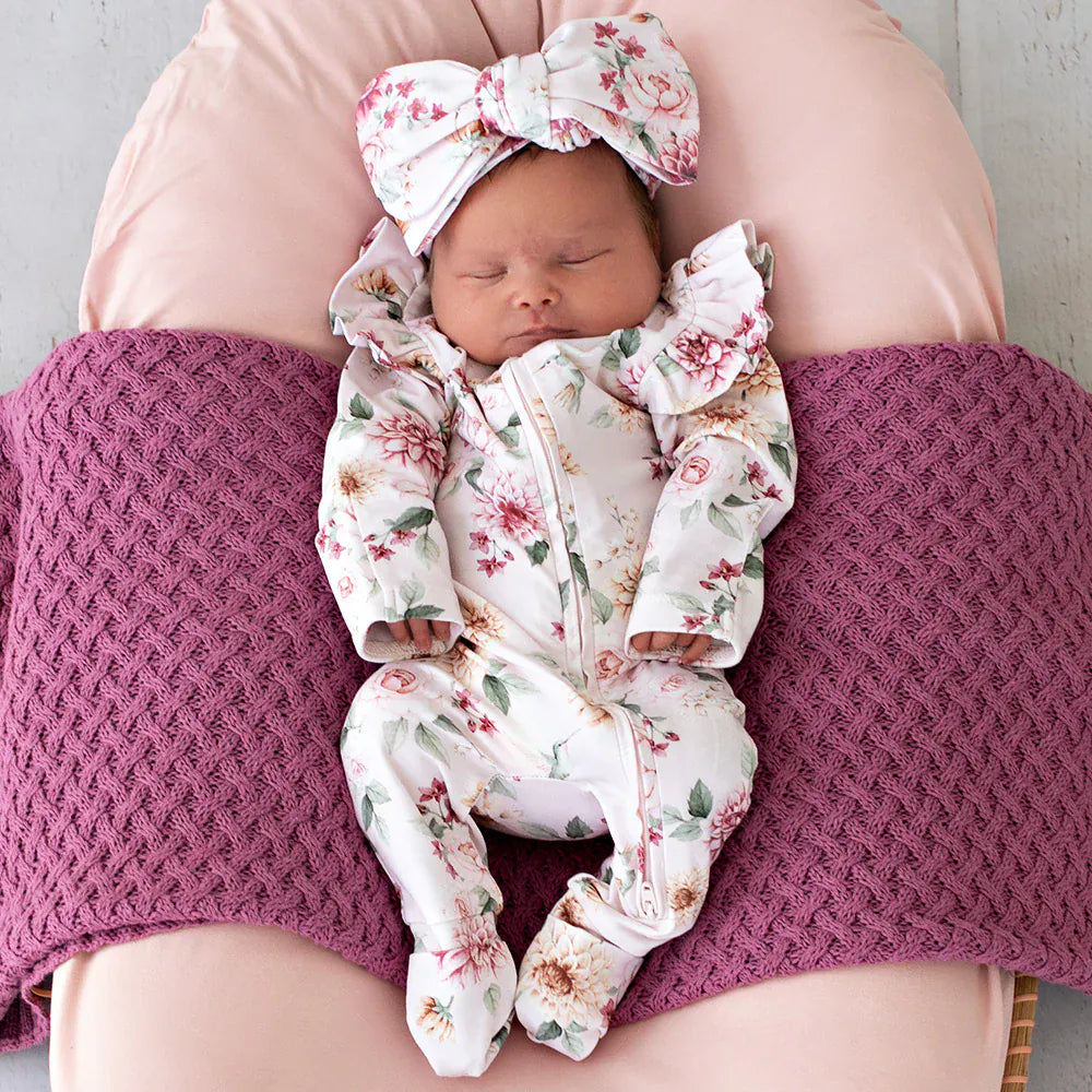 Snuggle Hunny Kids Birds & Blooms Organic Snugglesuit Convertible Romper with Frill