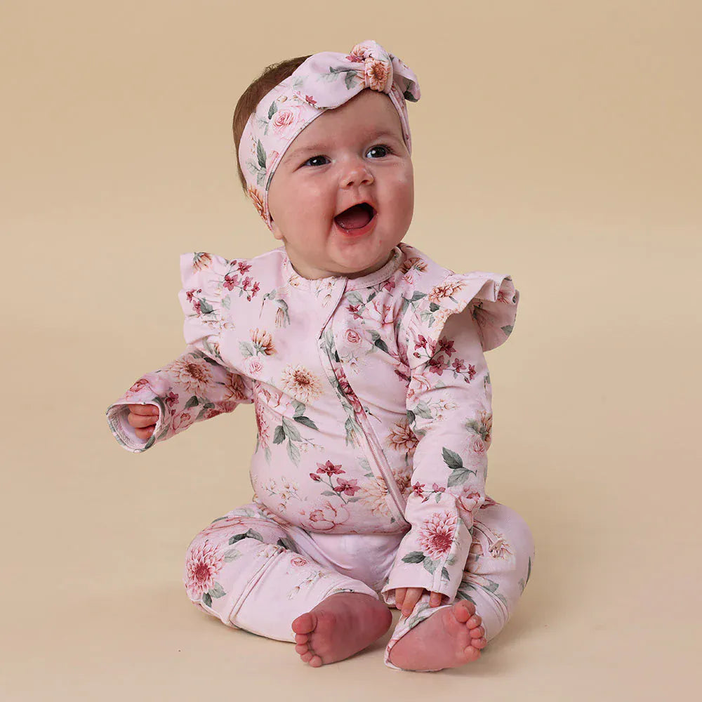 Snuggle Hunny Kids Birds & Blooms Organic Snugglesuit Convertible Romper with Frill