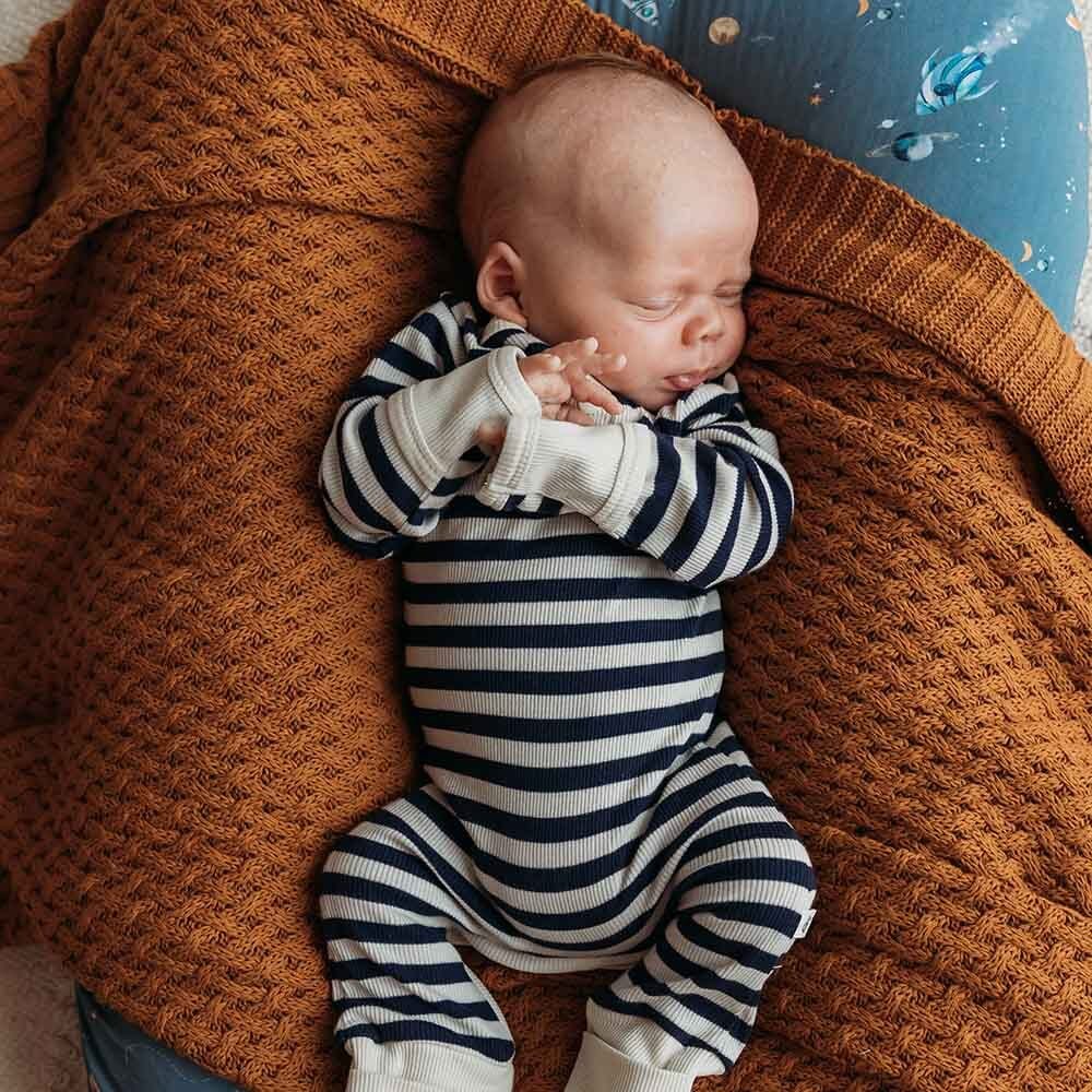 Snuggle Hunny Kids Boys All In Ones Moonlight Stripe Organic Growsuit