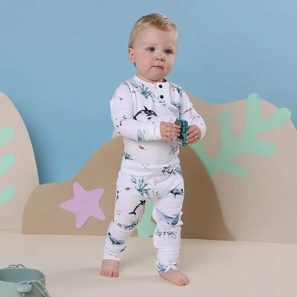 Snuggle Hunny Kids Boys All In Ones Ocean Organic Growsuit