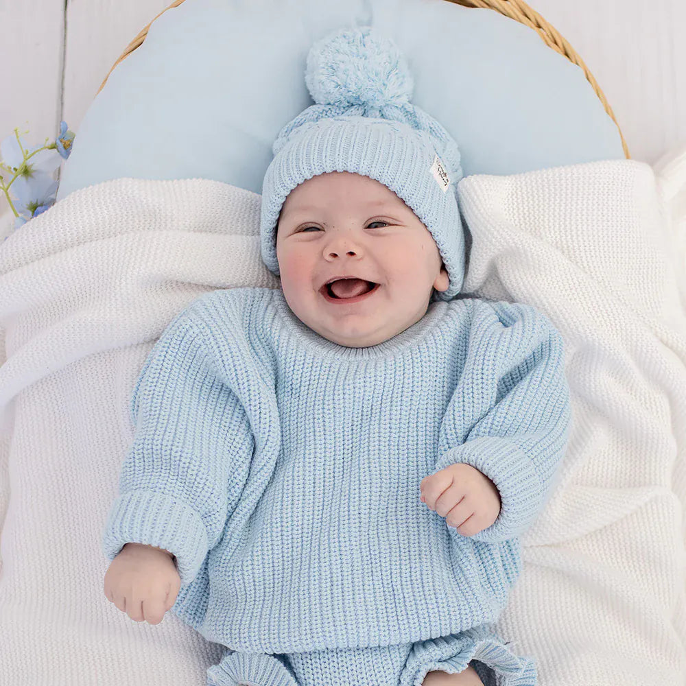 Snuggle Hunny Kids Boys Jumper Baby Blue Oversized Cotton Knit Jumper