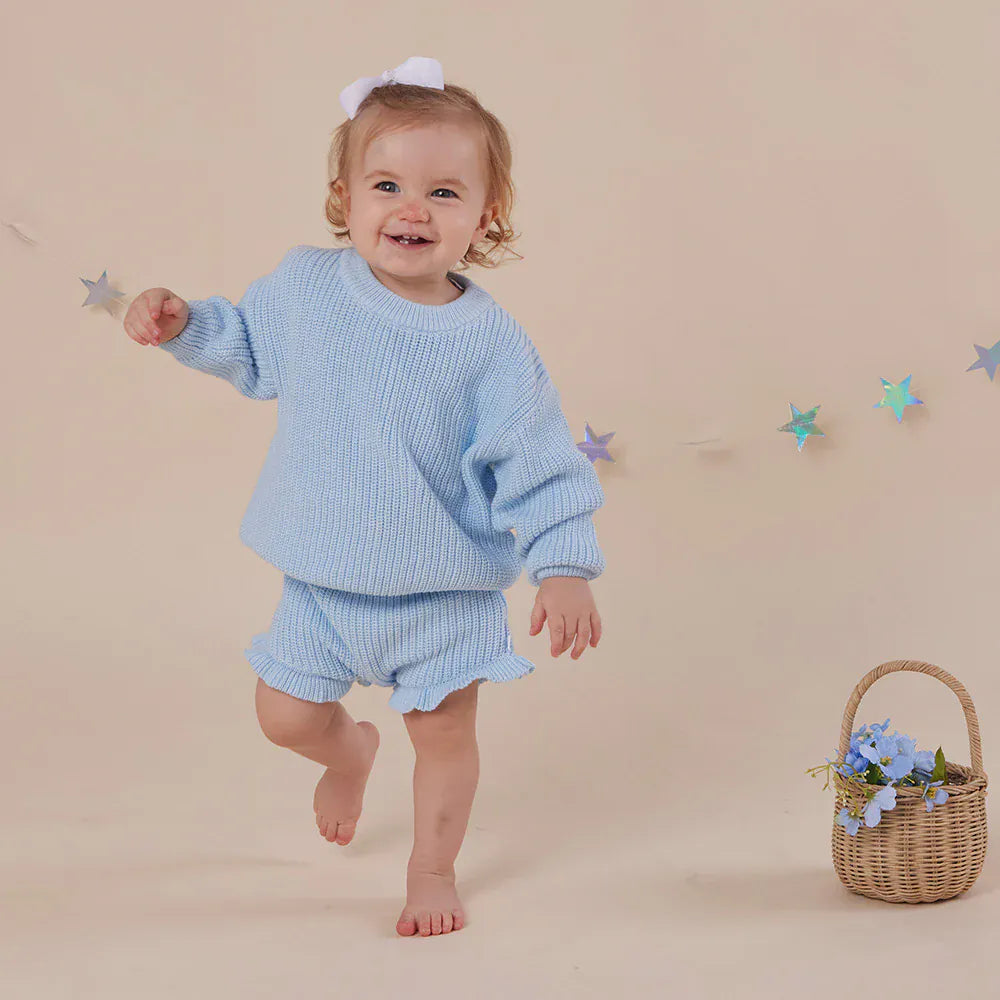 Snuggle Hunny Kids Boys Jumper Baby Blue Oversized Cotton Knit Jumper