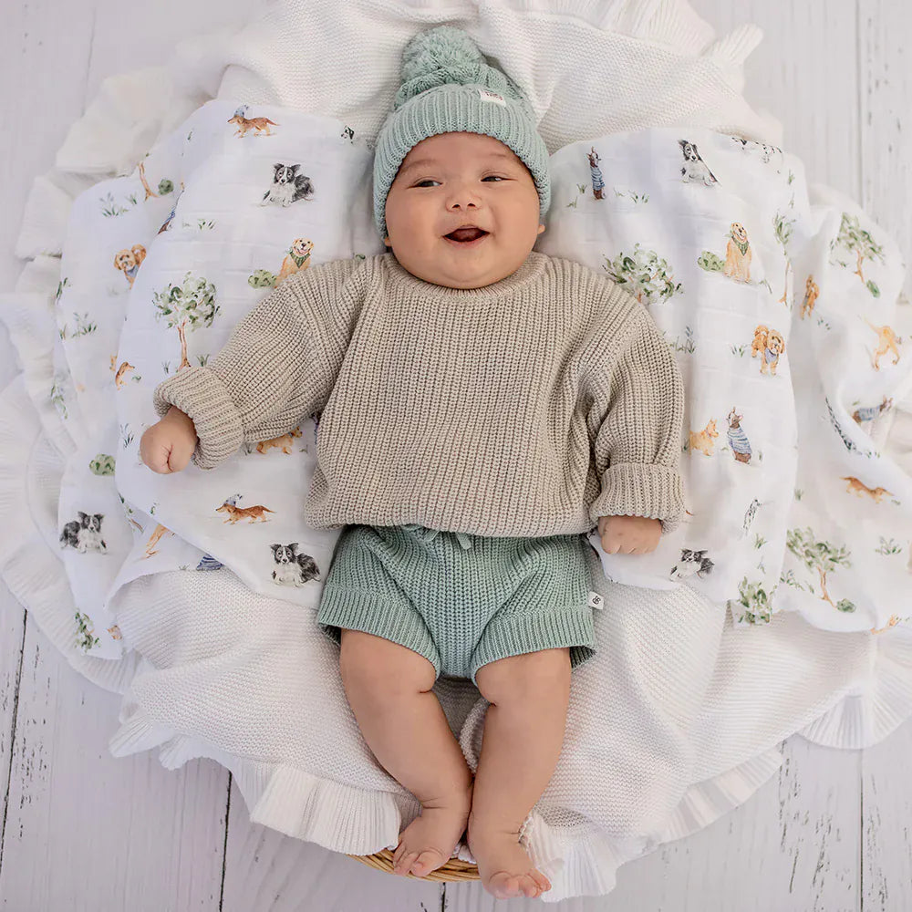 Snuggle Hunny Kids Boys Jumper Pistachio Oversized Cotton Knit Jumper