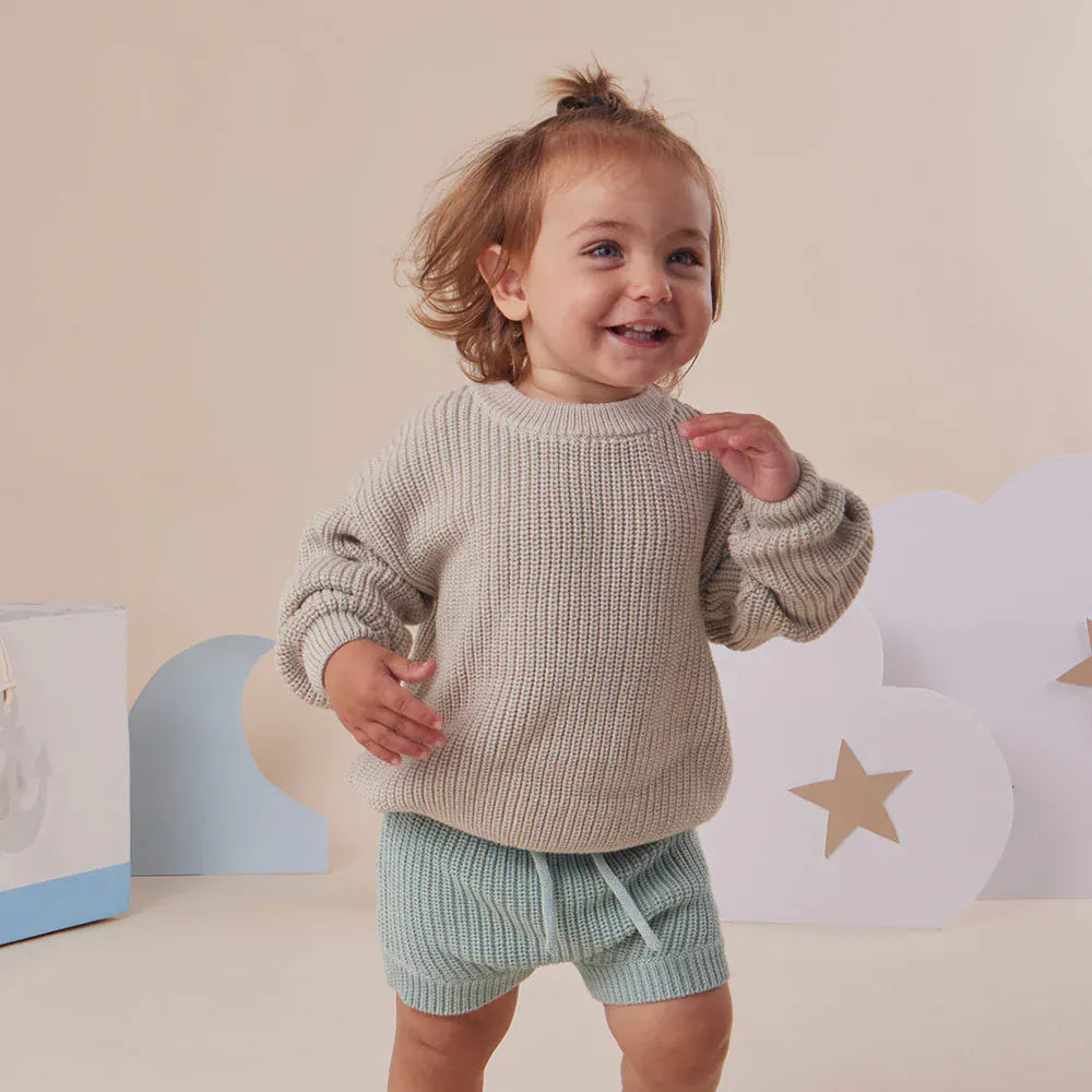 Snuggle Hunny Kids Boys Jumper Pistachio Oversized Cotton Knit Jumper