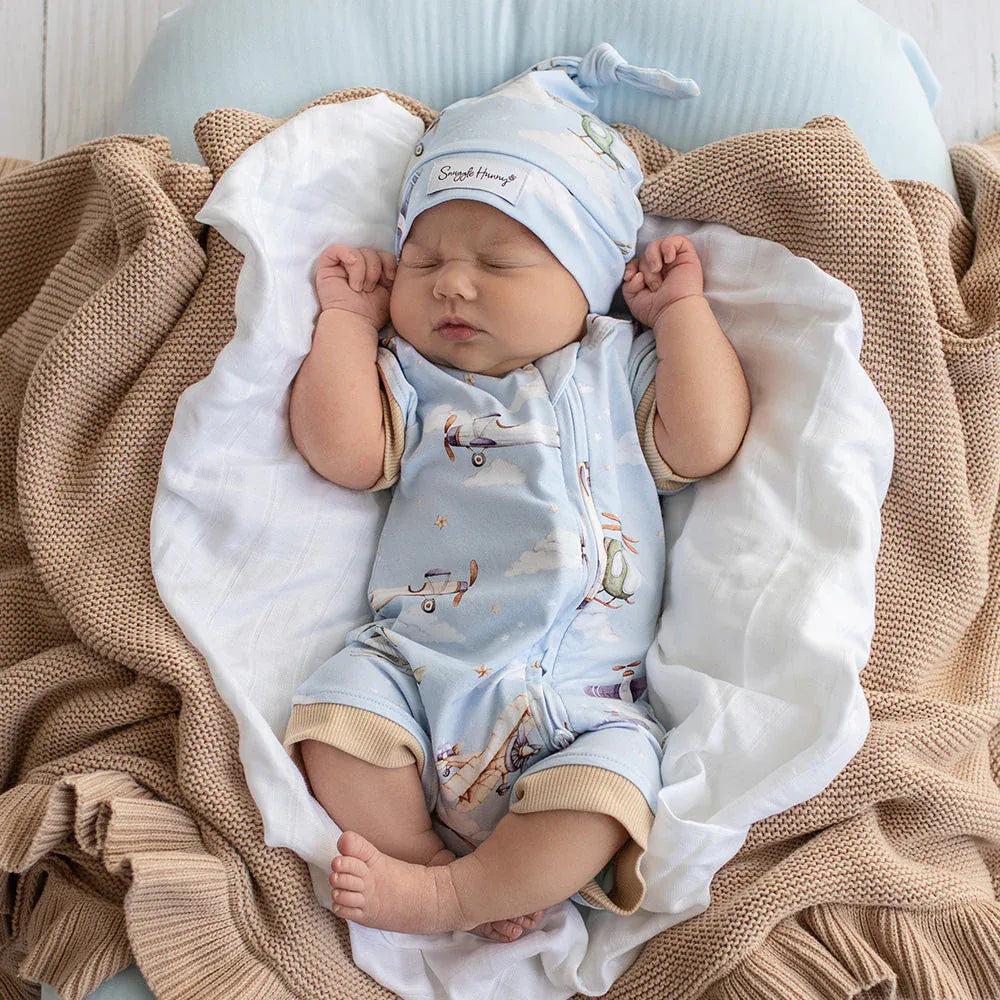 Snuggle Hunny Kids Boys Onesie 0-3M Taking Flight Organic Snuggle Shortie