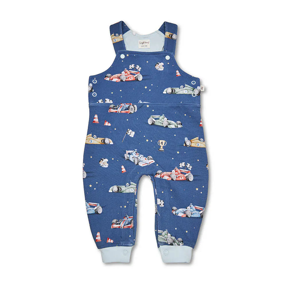 Snuggle Hunny Kids Boys Onesie Little Racers Organic Snuggle Overalls