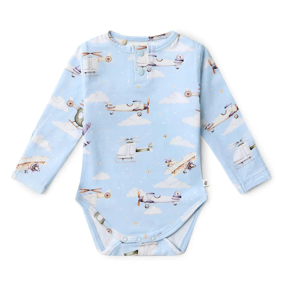 Snuggle Hunny Kids Boys Onesie Taking Flight Long Sleeve Organic Bodysuit