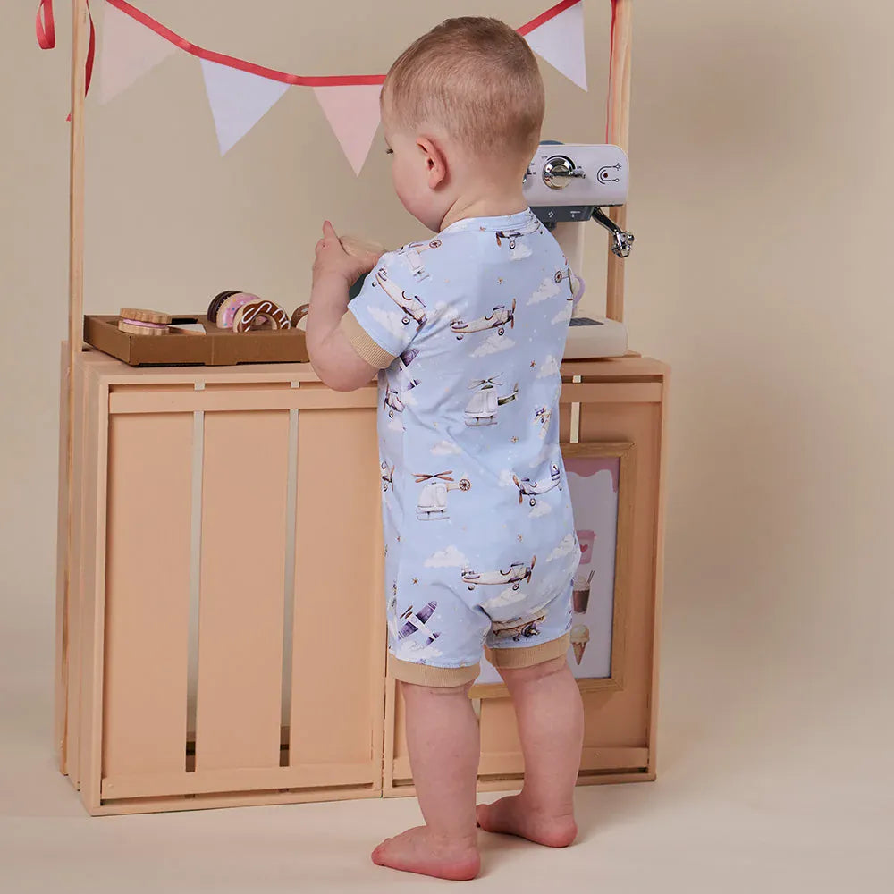 Snuggle Hunny Kids Boys Onesie Taking Flight Organic Snuggle Shortie