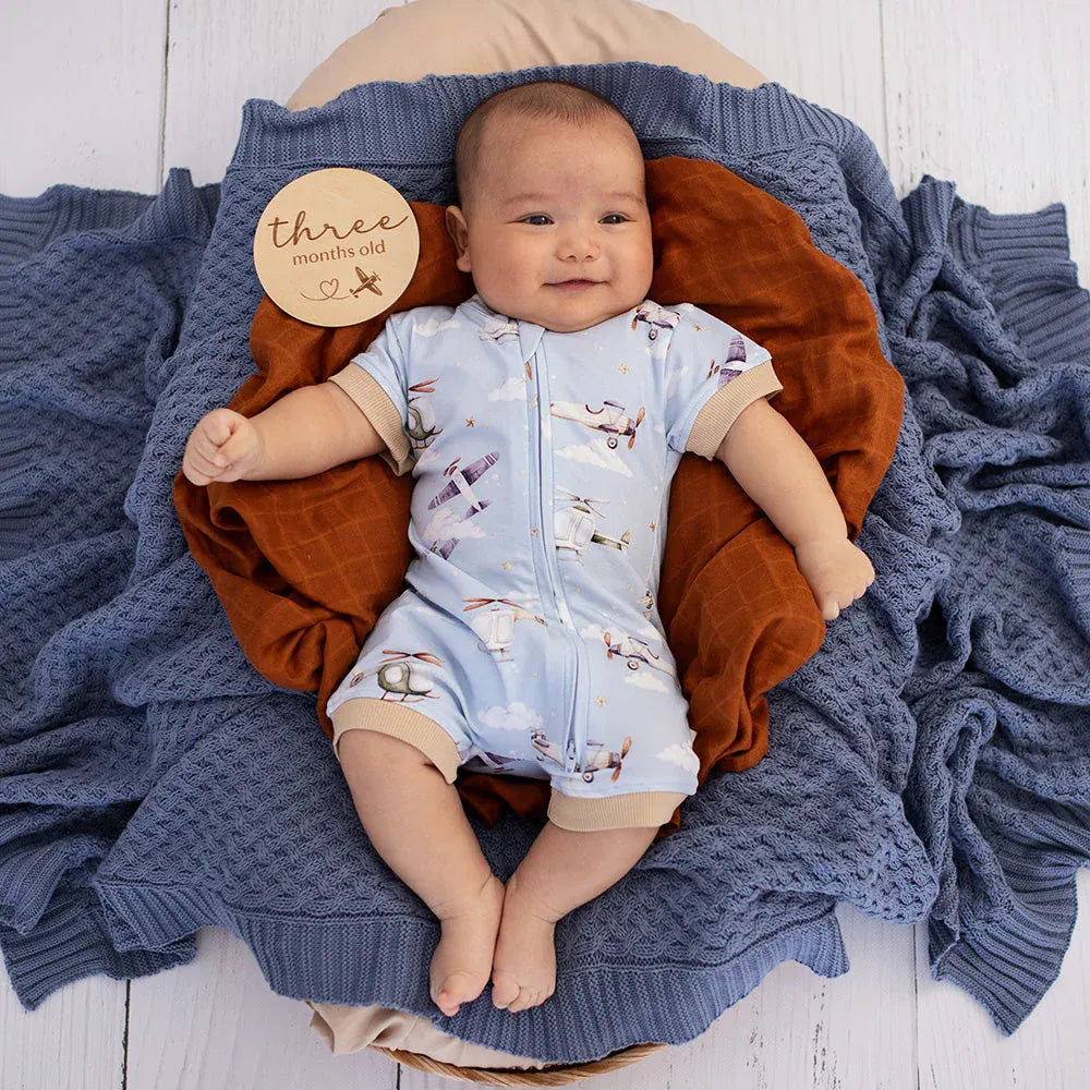 Snuggle Hunny Kids Boys Onesie Taking Flight Organic Snuggle Shortie