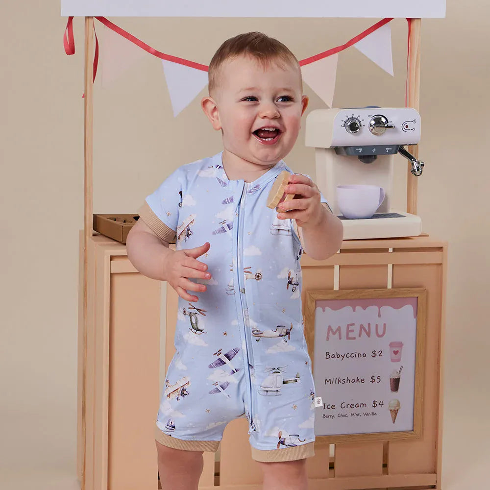 Snuggle Hunny Kids Boys Onesie Taking Flight Organic Snuggle Shortie