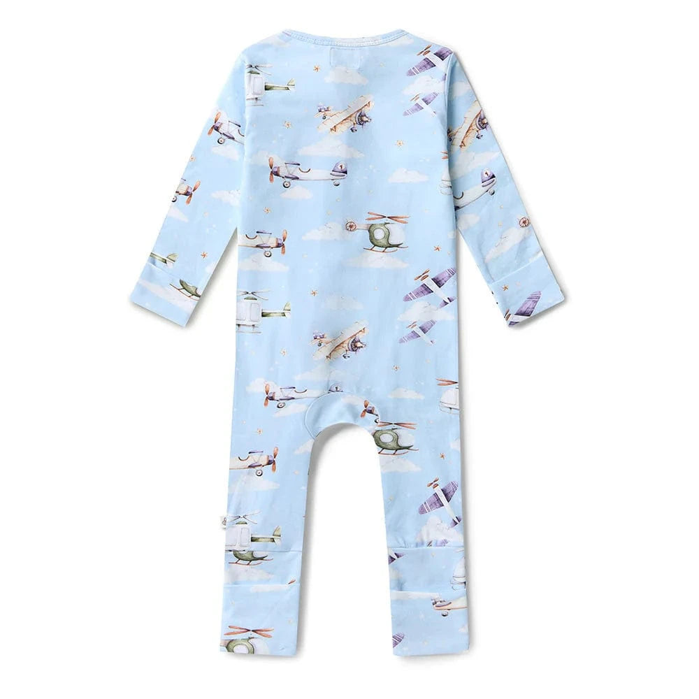 Snuggle Hunny Kids Boys Onesie Taking Flight Organic Snugglesuit Convertible Romper