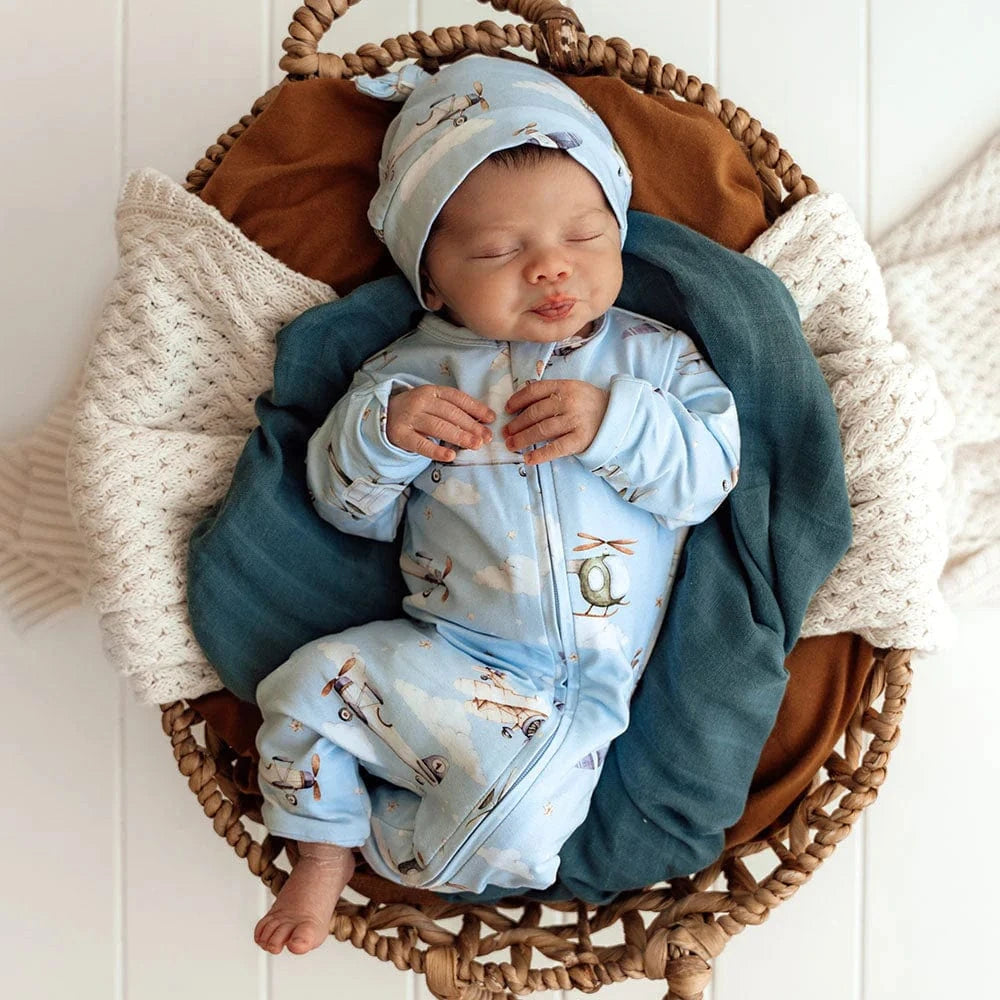 Snuggle Hunny Kids Boys Onesie Taking Flight Organic Snugglesuit Convertible Romper