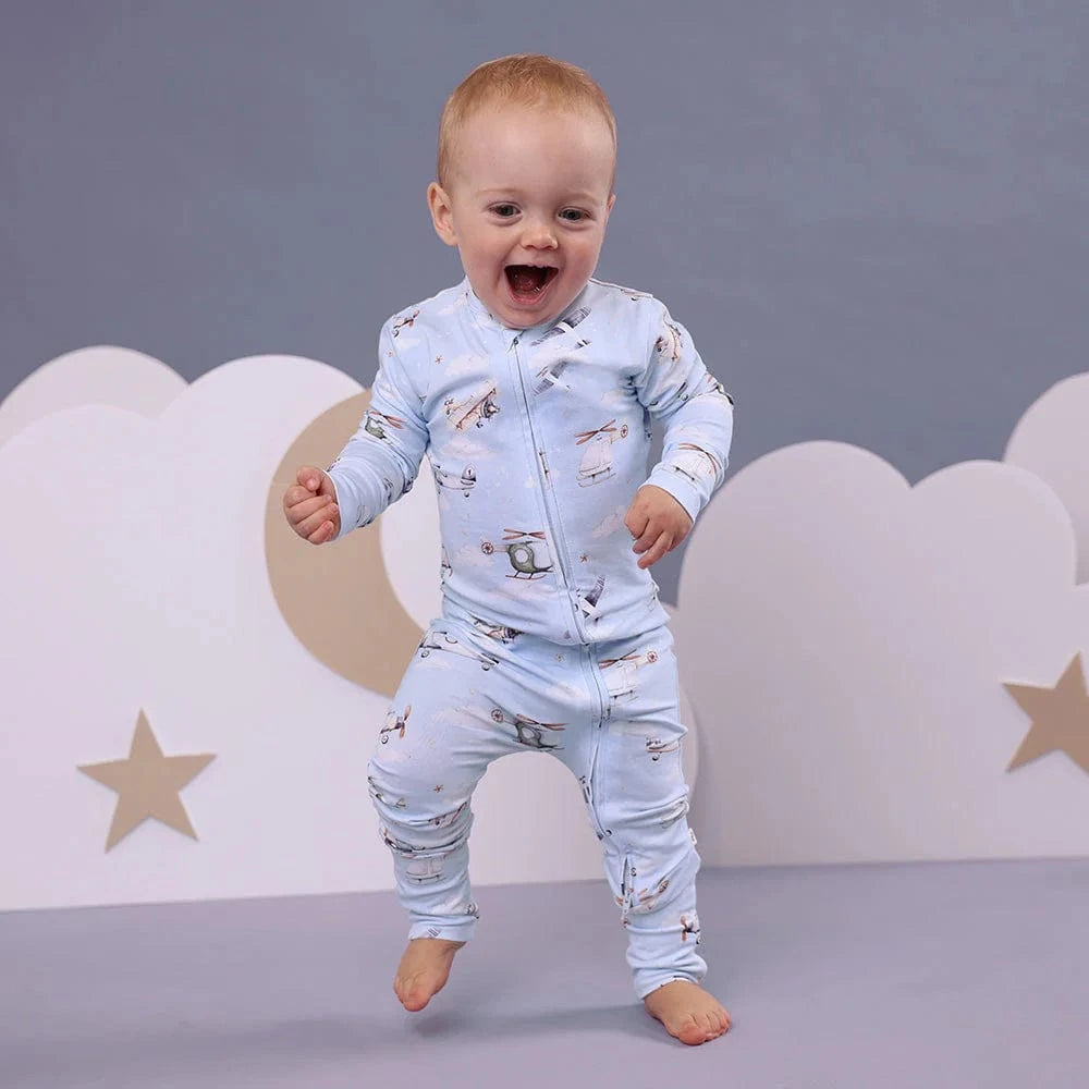 Snuggle Hunny Kids Boys Onesie Taking Flight Organic Snugglesuit Convertible Romper