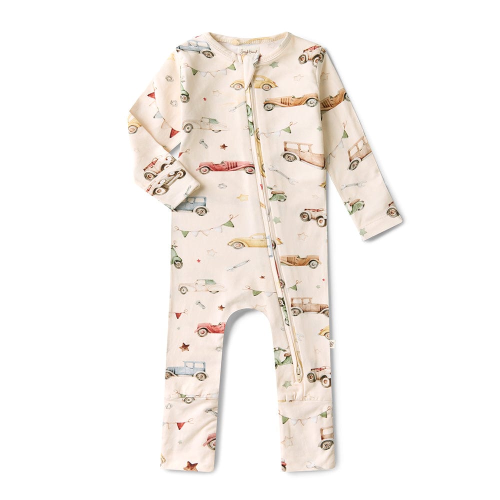 Snuggle Hunny Kids Boys Onesie Vintage Cars Organic Snugglesuit Convertible Romper