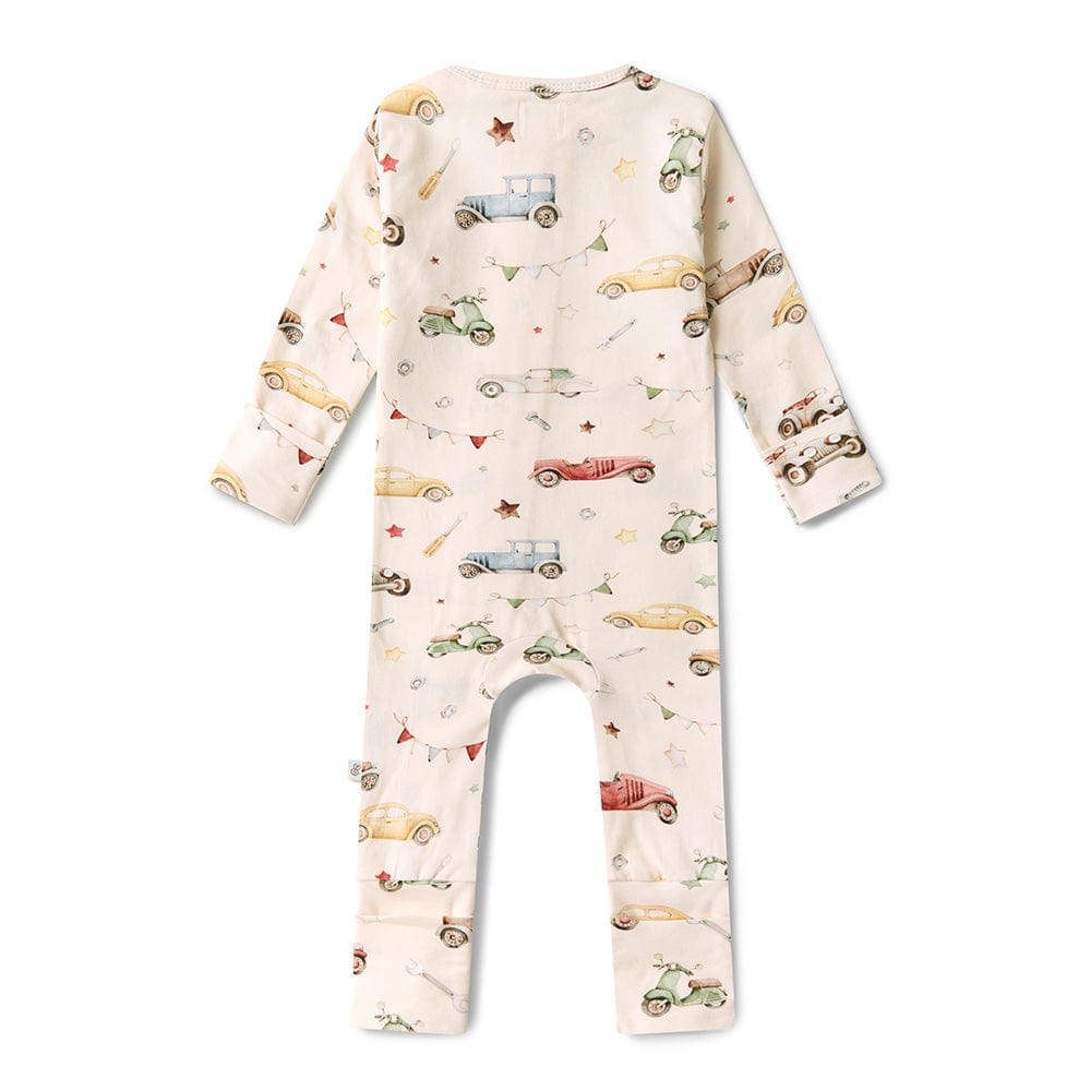 Snuggle Hunny Kids Boys Onesie Vintage Cars Organic Snugglesuit Convertible Romper