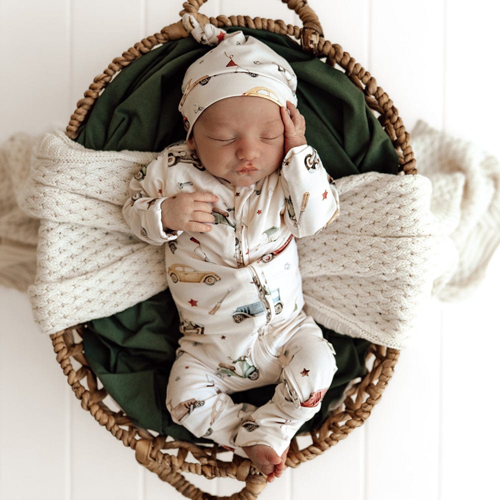 Snuggle Hunny Kids Boys Onesie Vintage Cars Organic Snugglesuit Convertible Romper